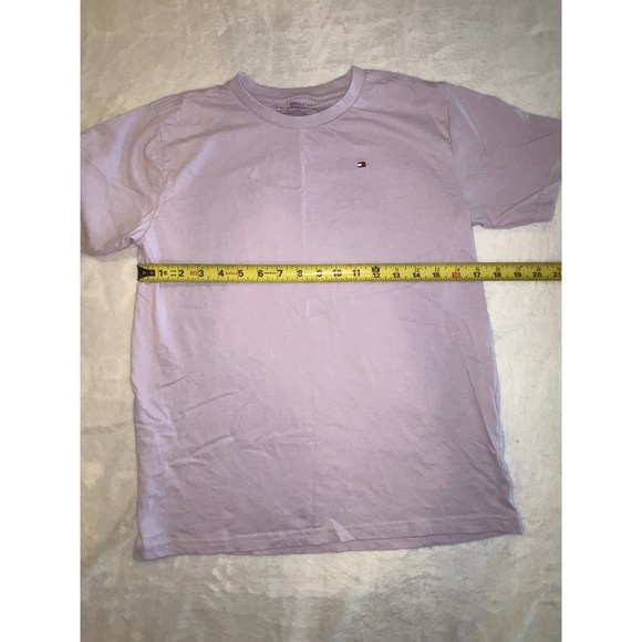 Tommy Hilfiger T Shirt Mens Large (16-18) Purple Embroidered Logo Cotton Slim Fi - Picture 6 of 7